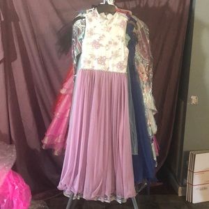 Size 8 pageant gown by Speechless- pink tulle with floral top with silver thread